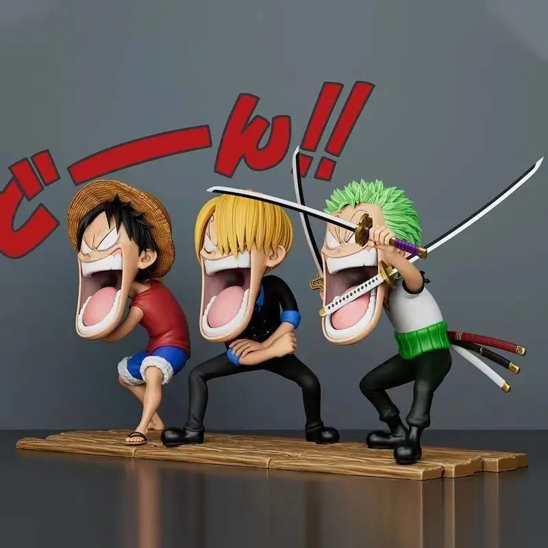 One Piece Hungry Trio Luffy Zoro Sanji Figure Set | 15CM