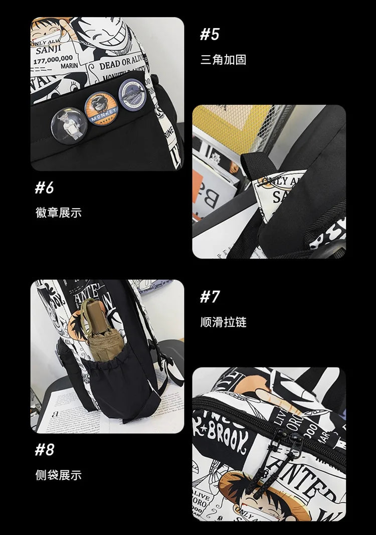 One Piece Luffy Anime Backpack | School Laptop Travel Bag
