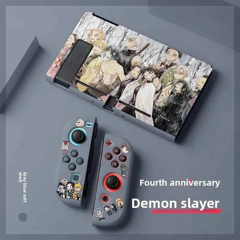 Demon Slayer TPU Soft Frosted Shell Anime Protective Case Split Silicone Rubber Protective Case for Switch Oled Game Accessories