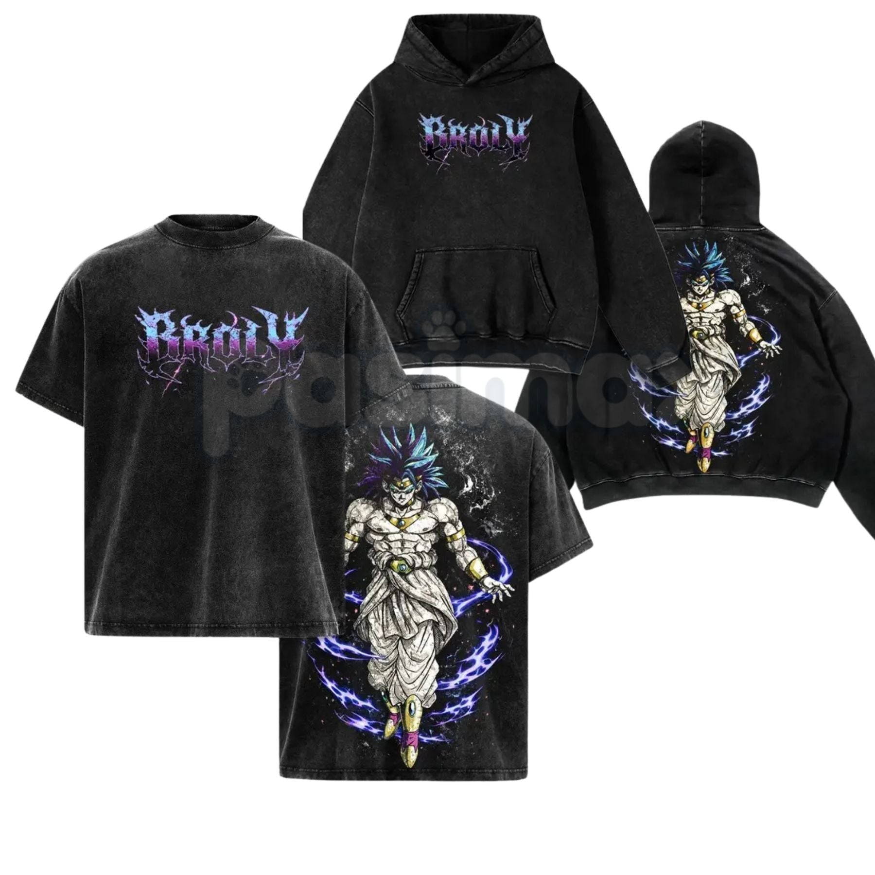 The Nightmare Warrior: Broly DBZ Washed Tee – Heavyweight Cotton Relaxed Fit Retro Anime Graphic T-Shirt