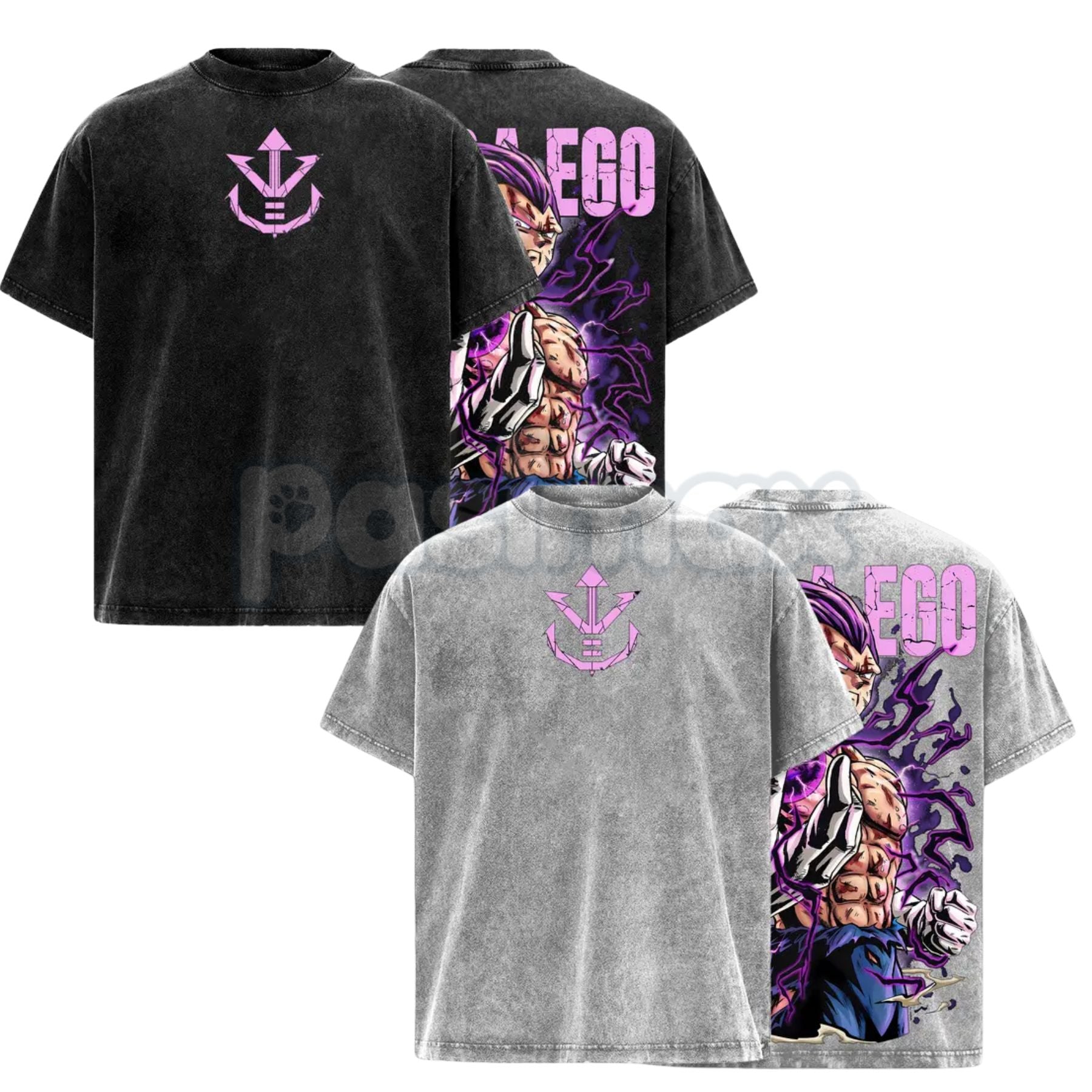Ultra Ego Saiyan Warrior Tee – Purple Destruction Power Anime Vintage Washed Oversized Streetwear