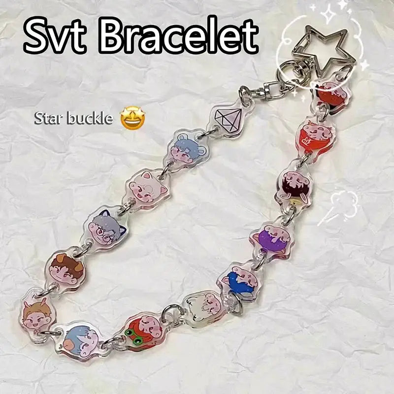 Anime Charm Bracelet Keychain – Beaded Star Pendant