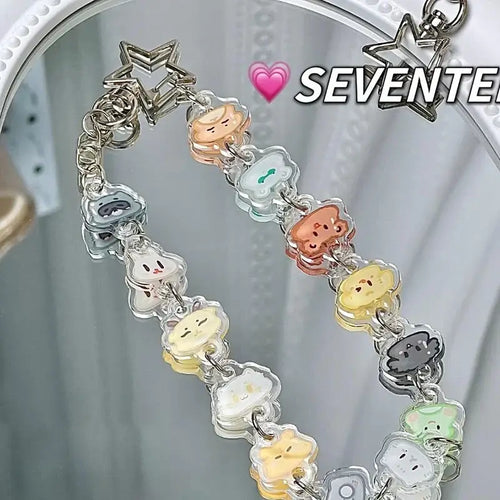 Anime Charm Bracelet Keychain – Beaded Star Pendant