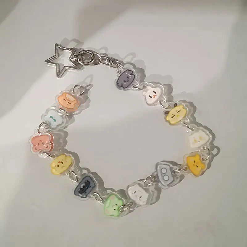 Anime Charm Bracelet Keychain – Beaded Star Pendant
