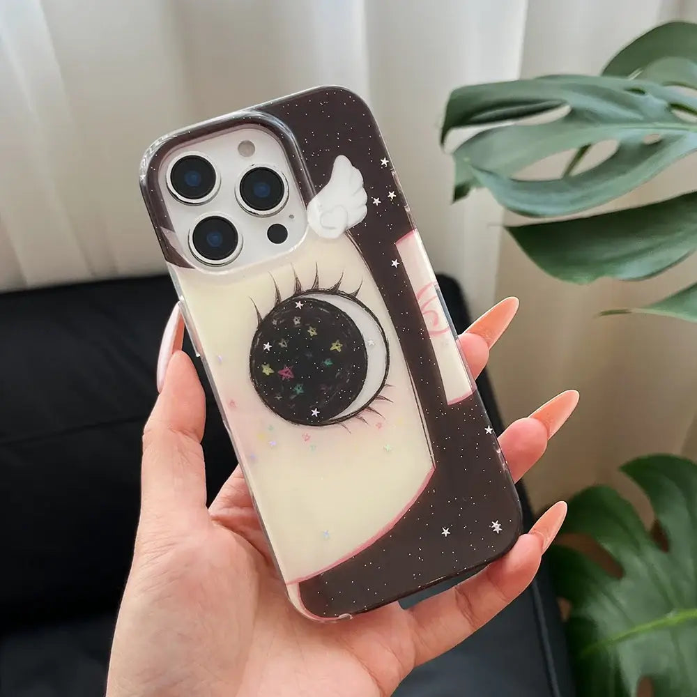 Anime Girl Glittering Eyes Phone Case – Bling Back Cover