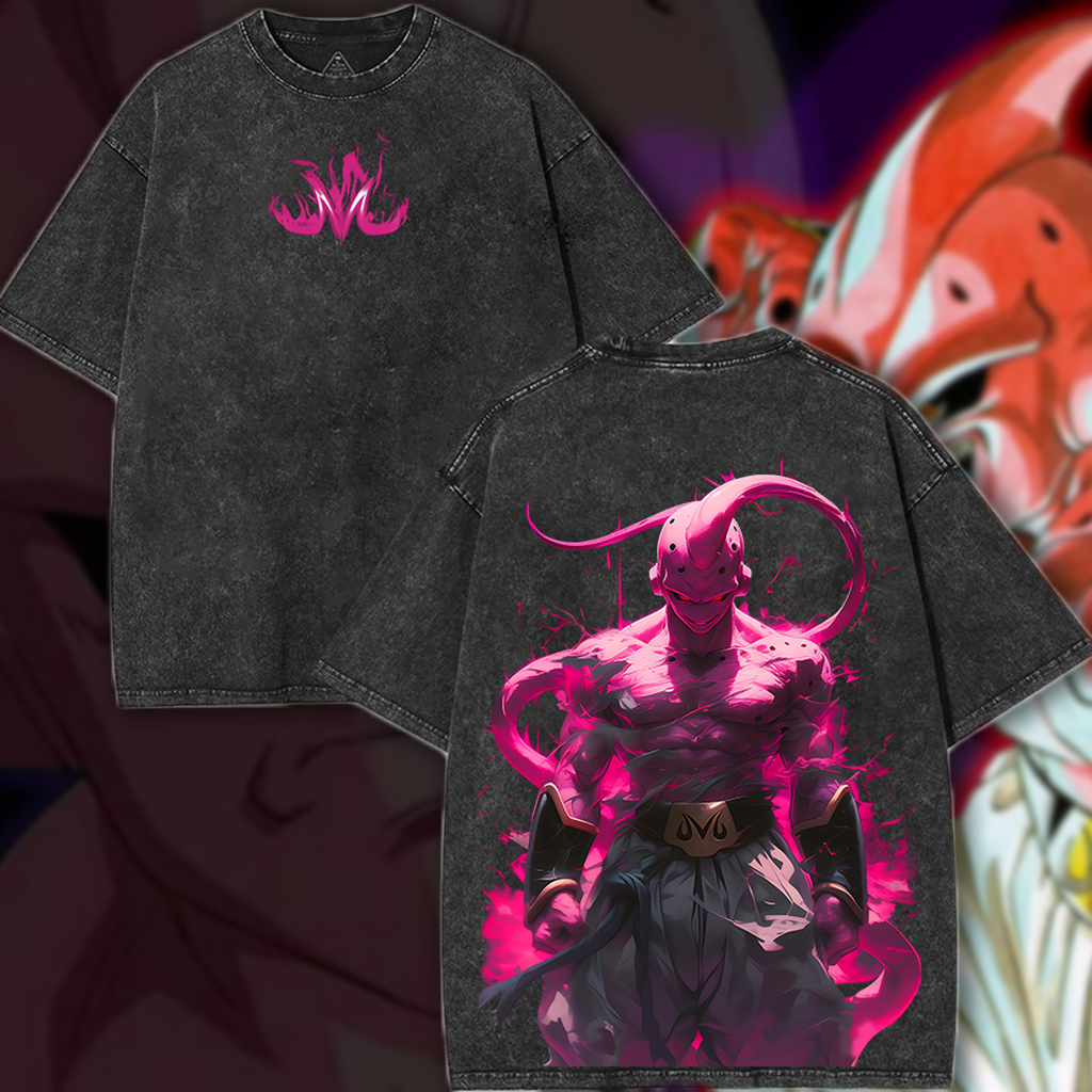 Retro Limited Majin Buu Rose- Dragon Ball Z Anime Washed T-Shirt