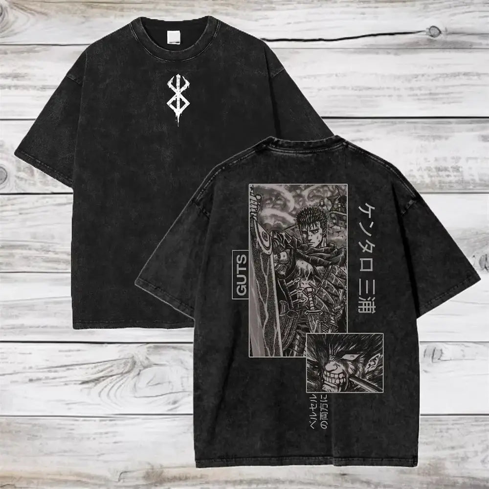 Berserk Guts Washed T-Shirt – Oversized Cotton