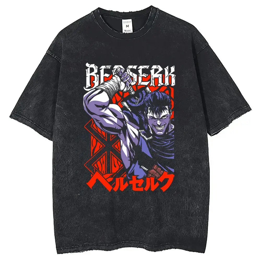 Berserk Guts Washed T-Shirt – Oversized Cotton