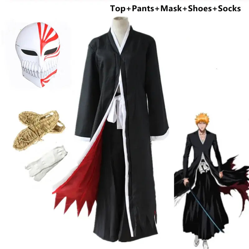 Bleach Ichigo Kurosaki Cosplay Costume Set – Mask Included