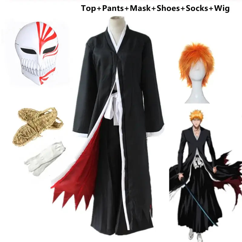 Bleach Ichigo Kurosaki Cosplay Costume Set – Mask Included