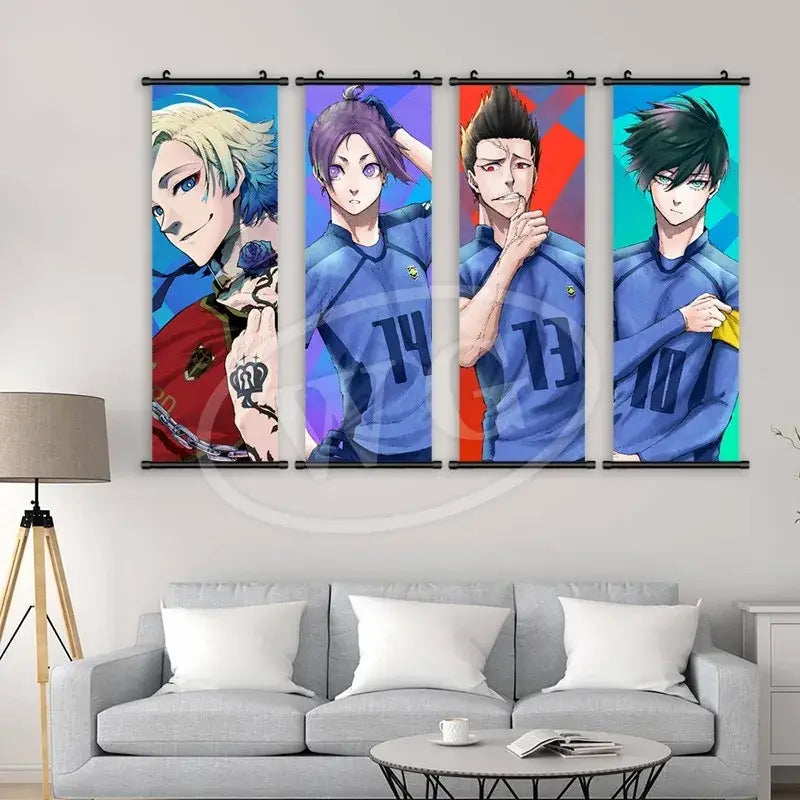Blue Lock Isagi Yoichi Reo Mikage Scroll Painting – Canvas Wall Art