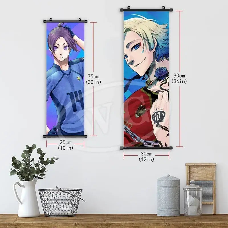 Blue Lock Isagi Yoichi Reo Mikage Scroll Painting – Canvas Wall Art