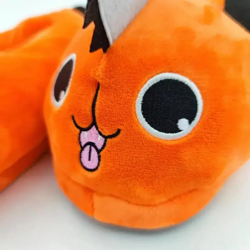 Chainsaw Man Pochita Plush Slipper – Soft Orange Plush