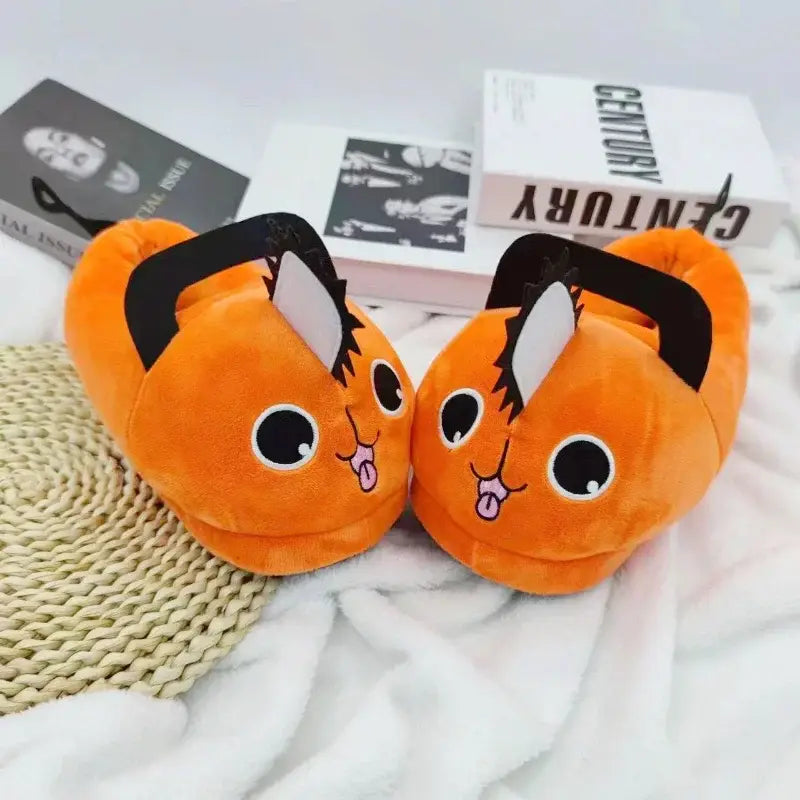 Chainsaw Man Pochita Plush Slipper – Soft Orange Plush