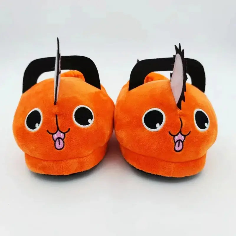 Chainsaw Man Pochita Plush Slipper – Soft Orange Plush