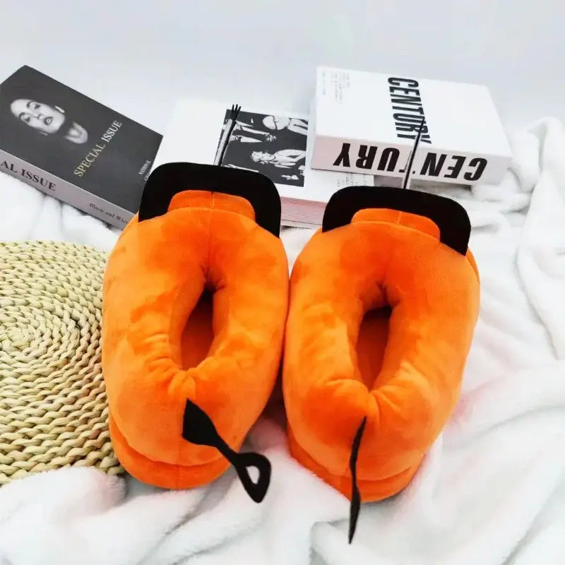 Chainsaw Man Pochita Plush Slipper – Soft Orange Plush