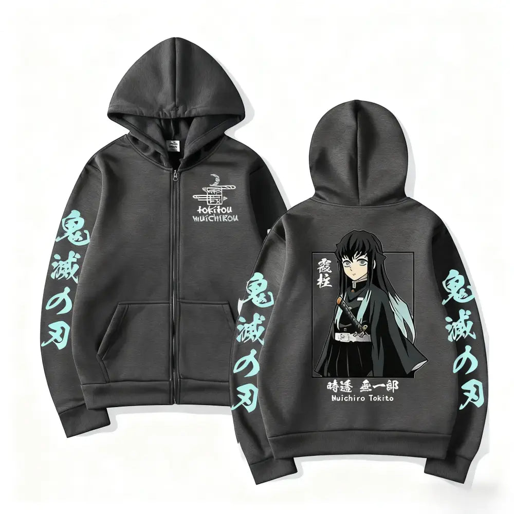 Demon Slayer Muichiro Tokito Zip Hoodie – Unisex Streetwear