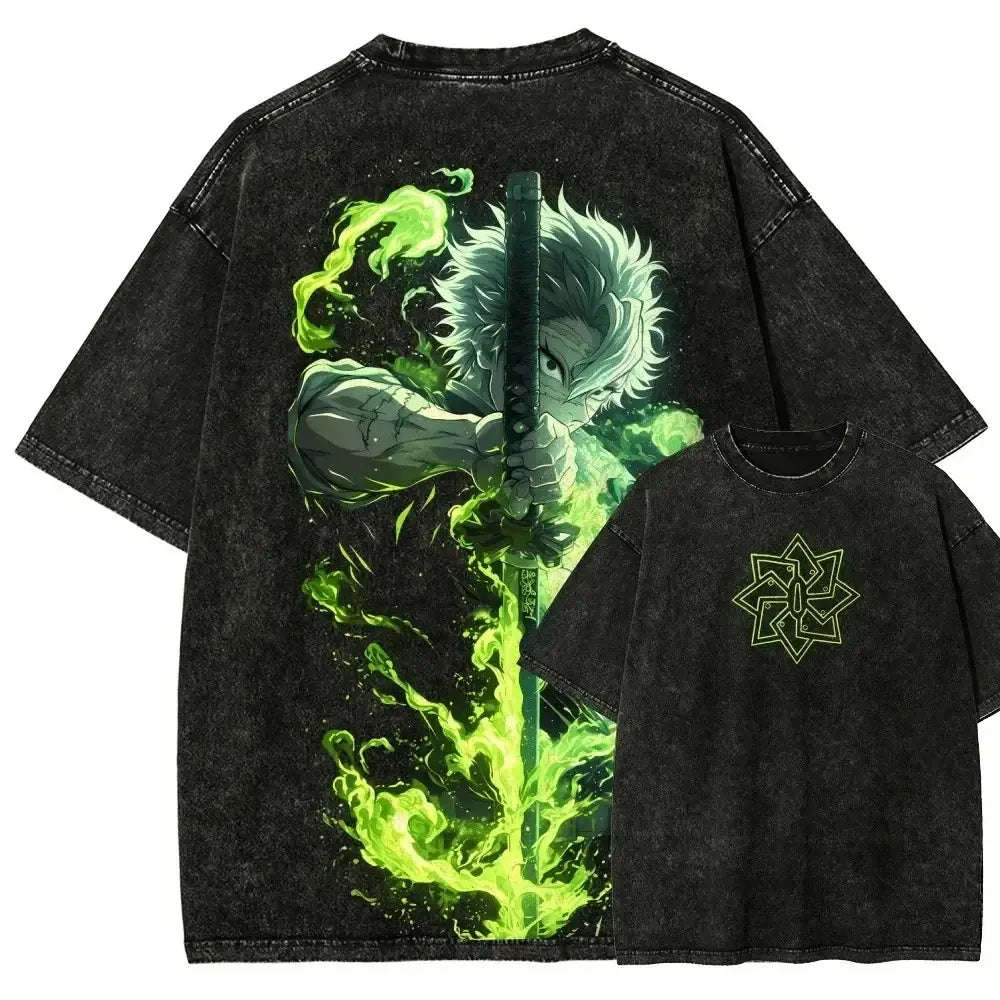 Demon Slayer Sanemi Shinazugawa T-Shirt – Washed Vintage