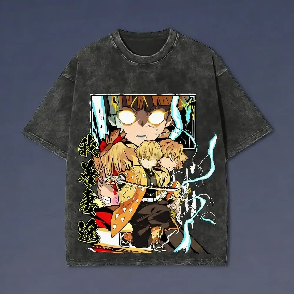 Demon Slayer Sanemi Shinazugawa T-Shirt – Washed Vintage