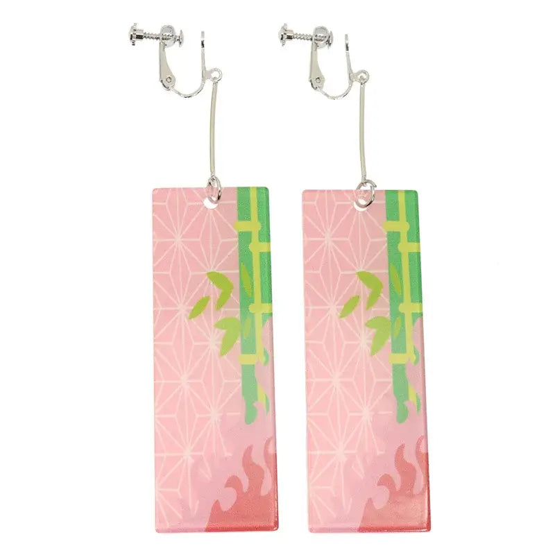 Demon Slayer Tanjiro Hanafuda Earrings – Acrylic Drop Jewelry