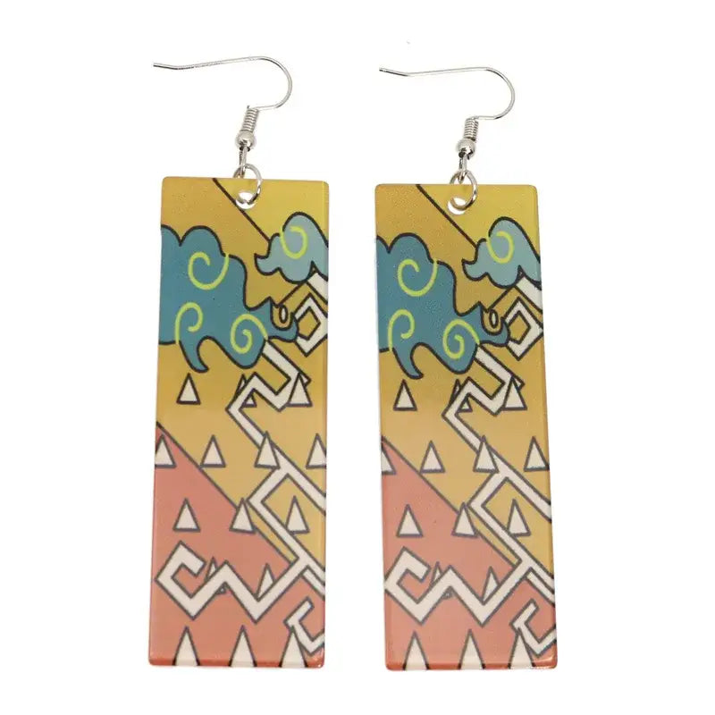 Demon Slayer Tanjiro Hanafuda Earrings – Acrylic Drop Jewelry