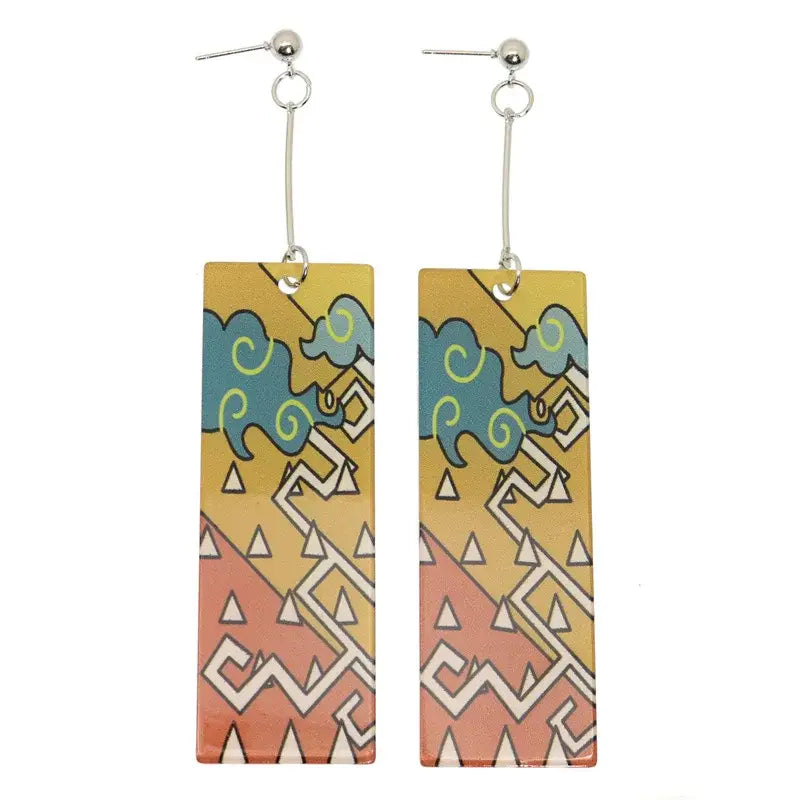 Demon Slayer Tanjiro Hanafuda Earrings – Acrylic Drop Jewelry