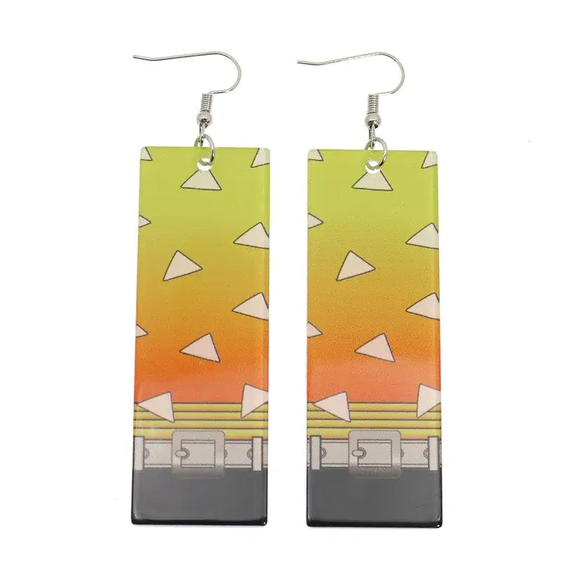 Demon Slayer Tanjiro Hanafuda Earrings – Acrylic Drop Jewelry