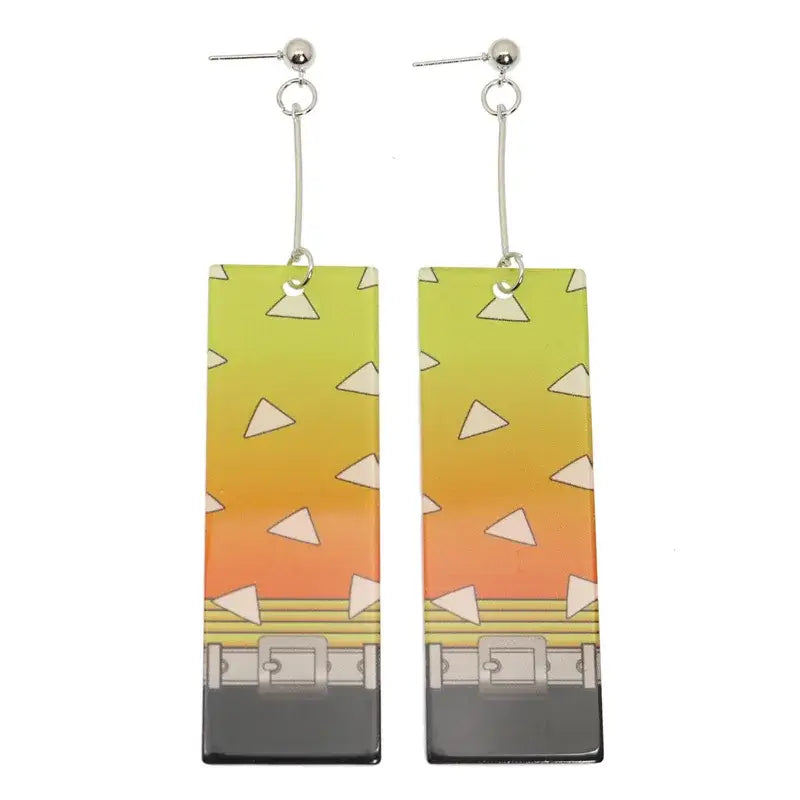 Demon Slayer Tanjiro Hanafuda Earrings – Acrylic Drop Jewelry