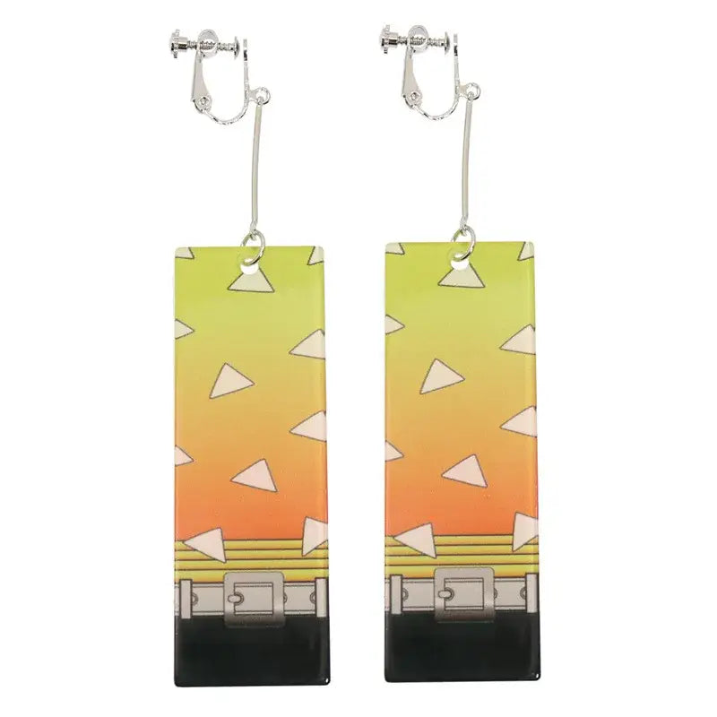 Demon Slayer Tanjiro Hanafuda Earrings – Acrylic Drop Jewelry