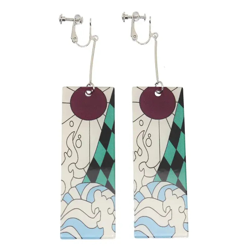 Demon Slayer Tanjiro Hanafuda Earrings – Acrylic Drop Jewelry