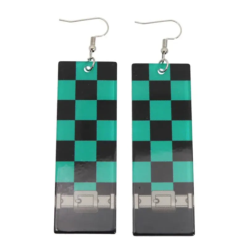 Demon Slayer Tanjiro Hanafuda Earrings – Acrylic Drop Jewelry