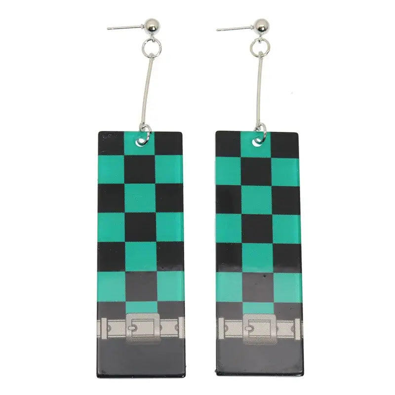 Demon Slayer Tanjiro Hanafuda Earrings – Acrylic Drop Jewelry