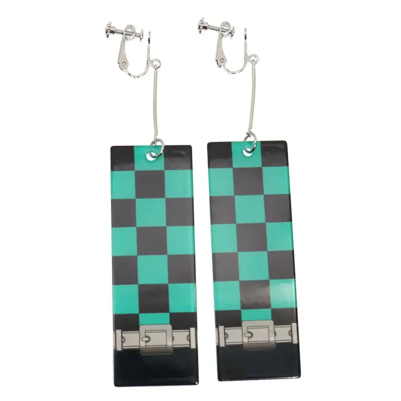 Demon Slayer Tanjiro Hanafuda Earrings – Acrylic Drop Jewelry