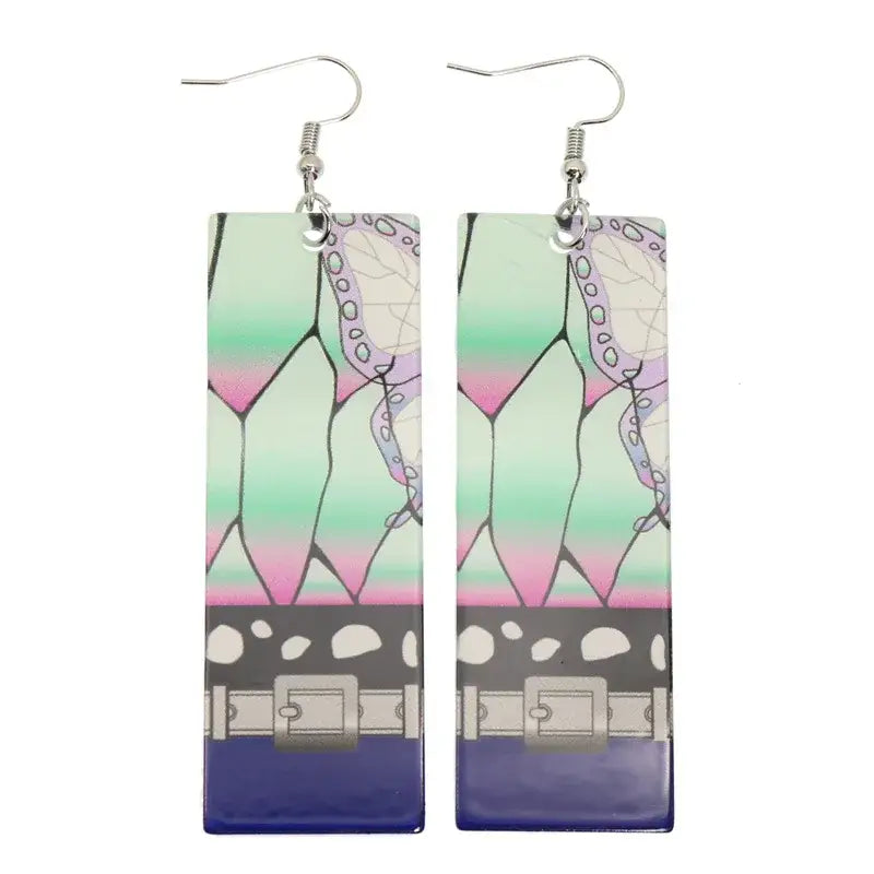 Demon Slayer Tanjiro Hanafuda Earrings – Acrylic Drop Jewelry