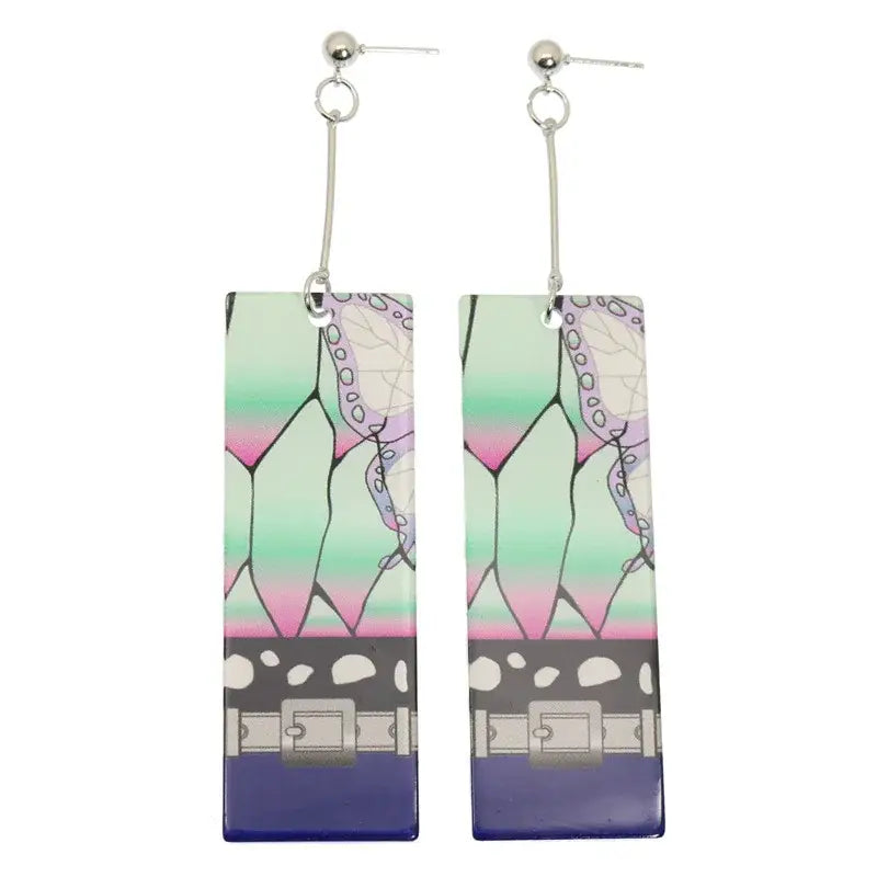 Demon Slayer Tanjiro Hanafuda Earrings – Acrylic Drop Jewelry