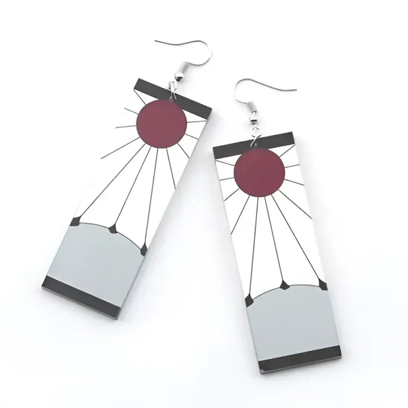 Demon Slayer Tanjiro Hanafuda Earrings – Acrylic Drop Jewelry