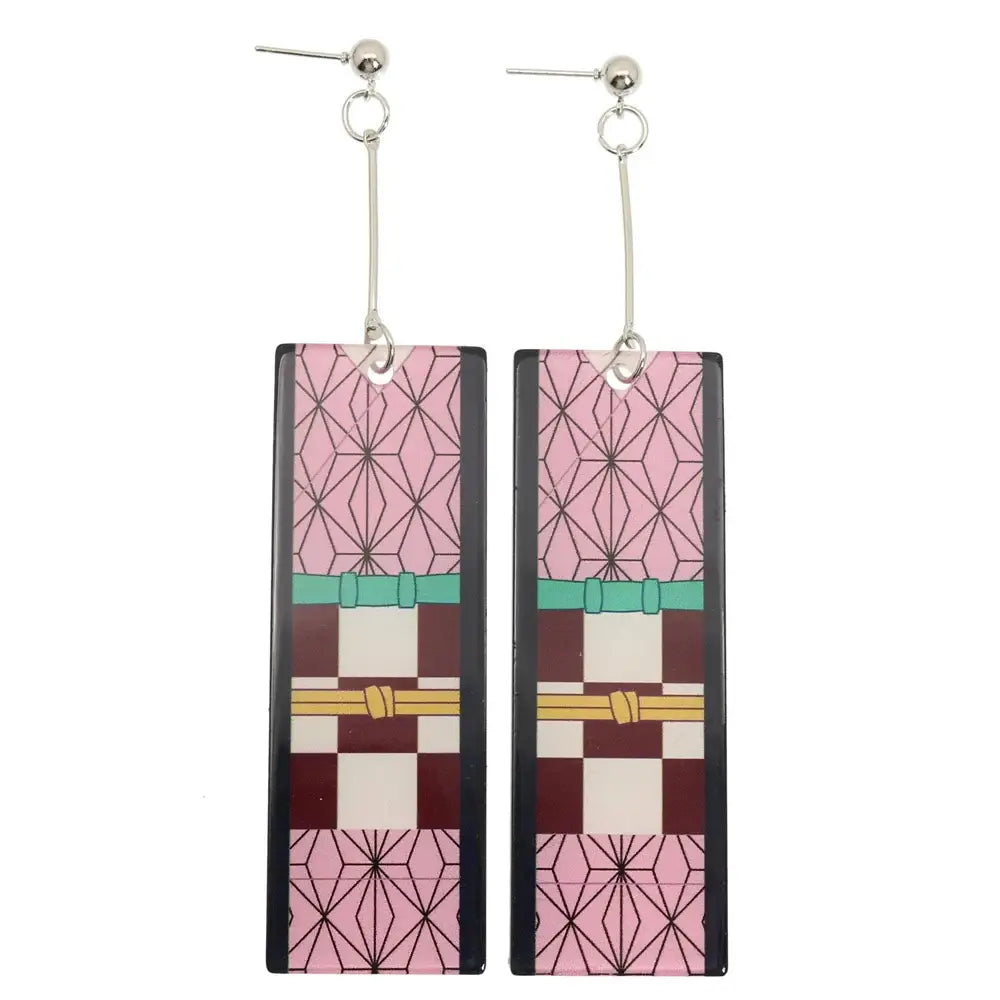 Demon Slayer Tanjiro Hanafuda Earrings – Acrylic Drop Jewelry