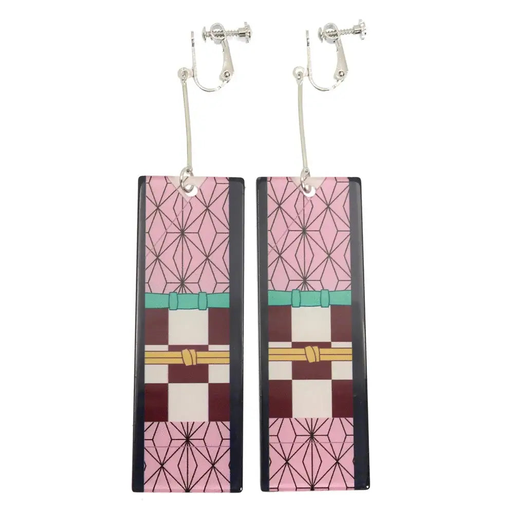 Demon Slayer Tanjiro Hanafuda Earrings – Acrylic Drop Jewelry