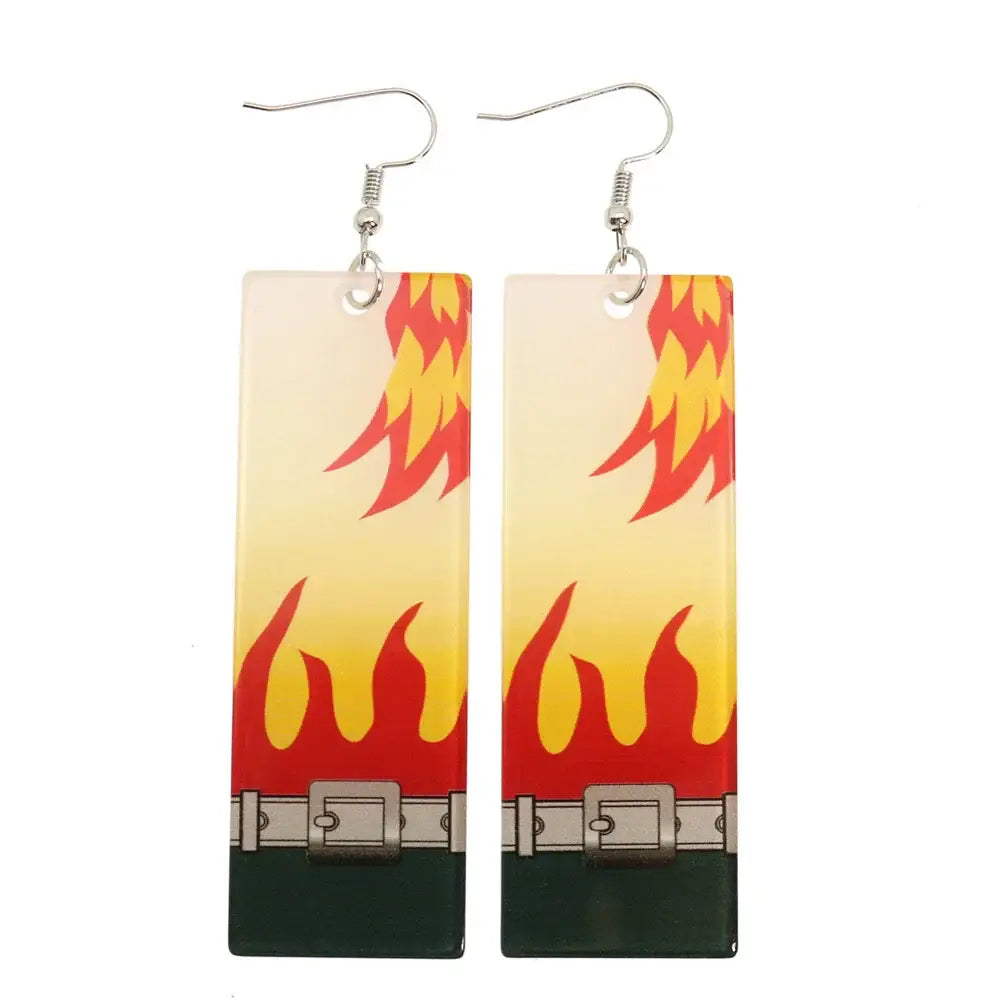 Demon Slayer Tanjiro Hanafuda Earrings – Acrylic Drop Jewelry
