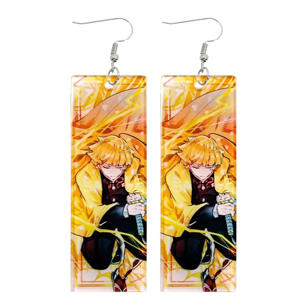 Demon Slayer Tanjiro Hanafuda Earrings – Acrylic Drop Jewelry
