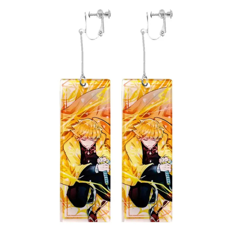 Demon Slayer Tanjiro Hanafuda Earrings – Acrylic Drop Jewelry