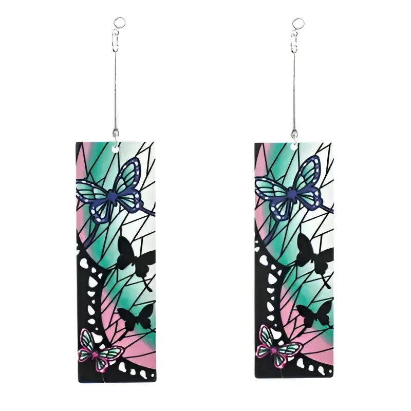 Demon Slayer Tanjiro Hanafuda Earrings – Acrylic Drop Jewelry