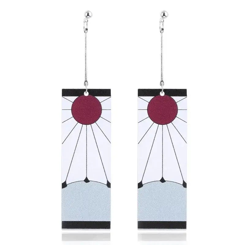 Demon Slayer Tanjiro Hanafuda Earrings – Acrylic Drop Jewelry