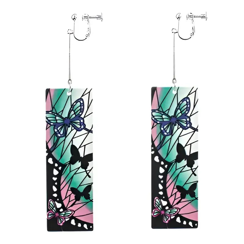 Demon Slayer Tanjiro Hanafuda Earrings – Acrylic Drop Jewelry