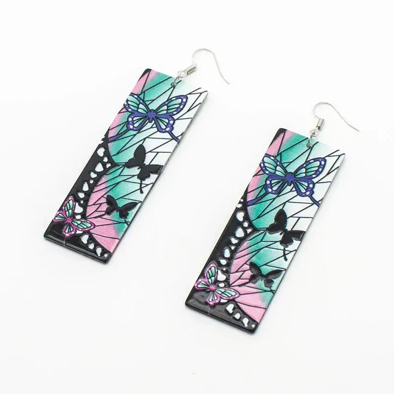Demon Slayer Tanjiro Hanafuda Earrings – Acrylic Drop Jewelry