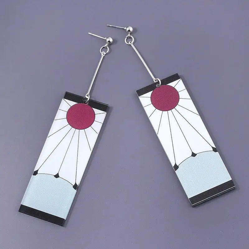 Demon Slayer Tanjiro Hanafuda Earrings – Acrylic Drop Jewelry