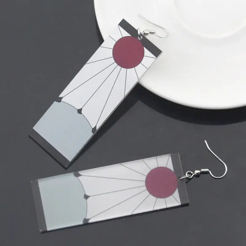 Demon Slayer Tanjiro Hanafuda Earrings – Acrylic Drop Jewelry