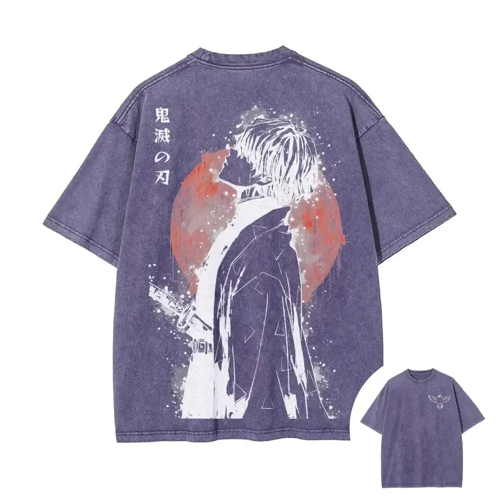 Demon Slayer Zenitsu Agatsuma Retro Washed T-Shirt – 90s Street Style