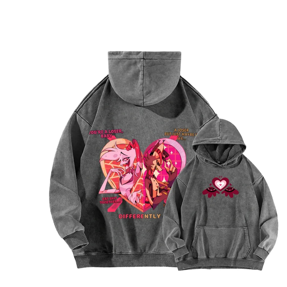 Hazbin Hotel Unisex Washed Hoodie 'TTT'