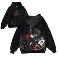 Anime Phantom Thief Hoodie Oversized | Dark Anime Character Cat Graphic Washed Black Streetwear Hoodie Unisex'TTT'
